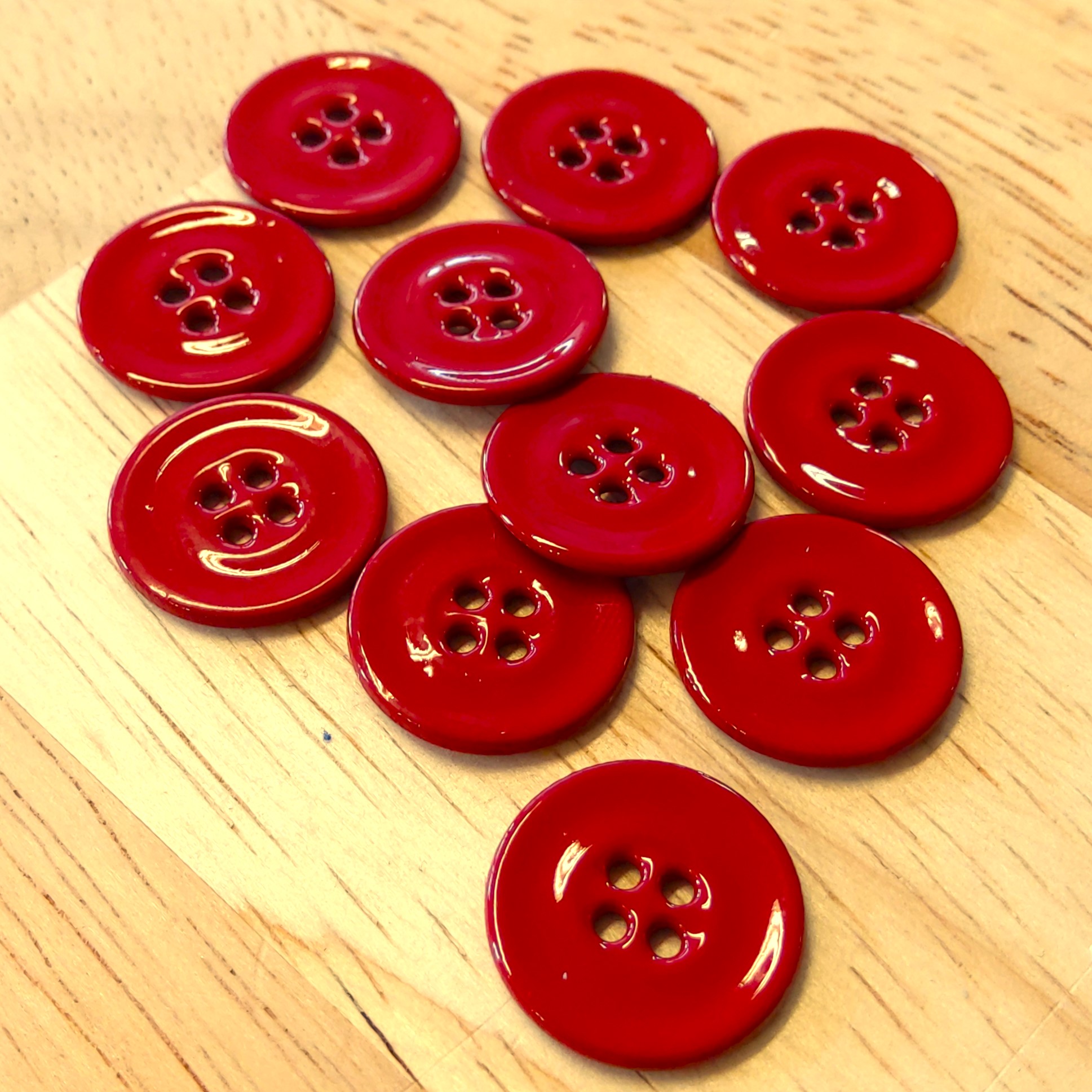 Boutons 15mm - Rouge brillant