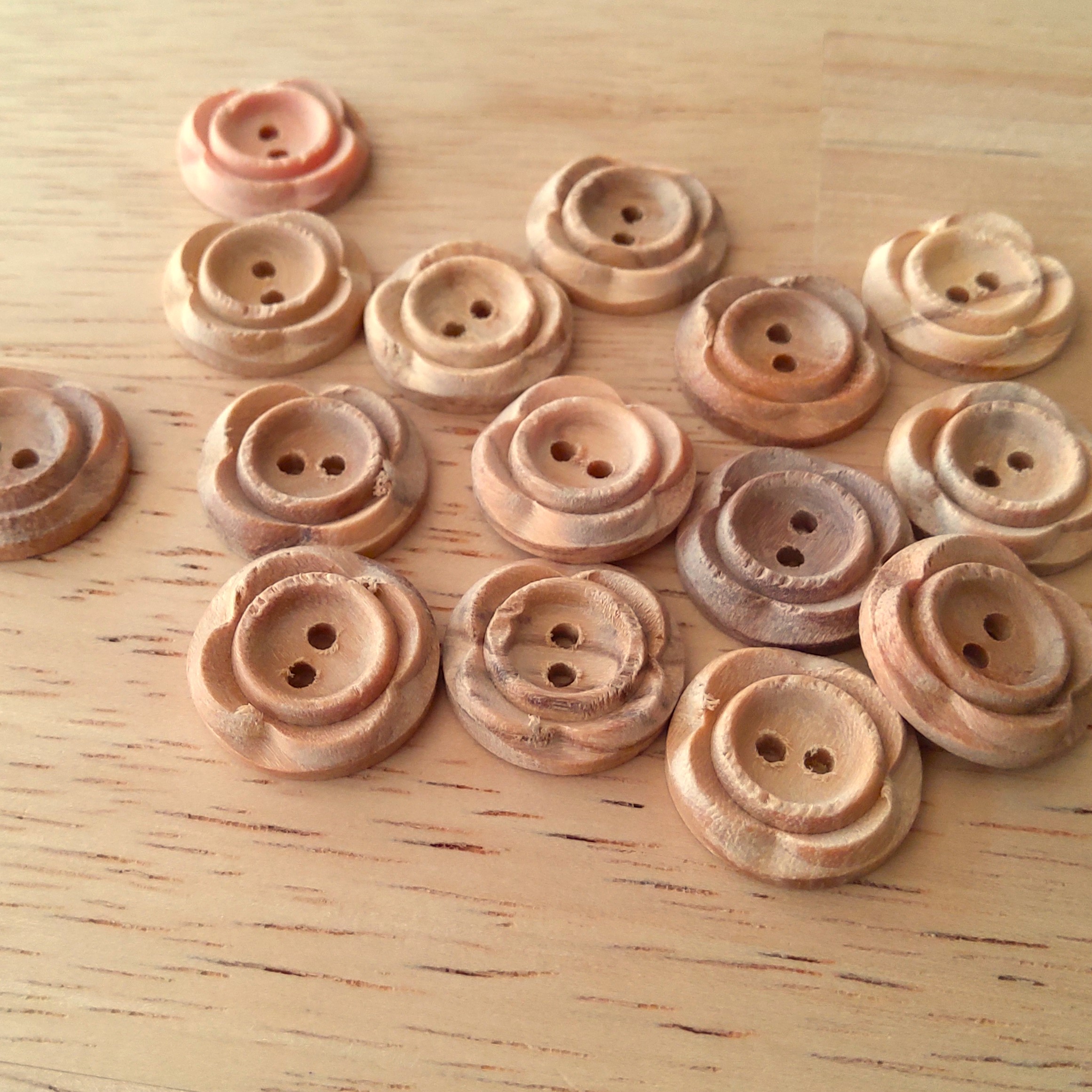 Boutons 15mm - Bois