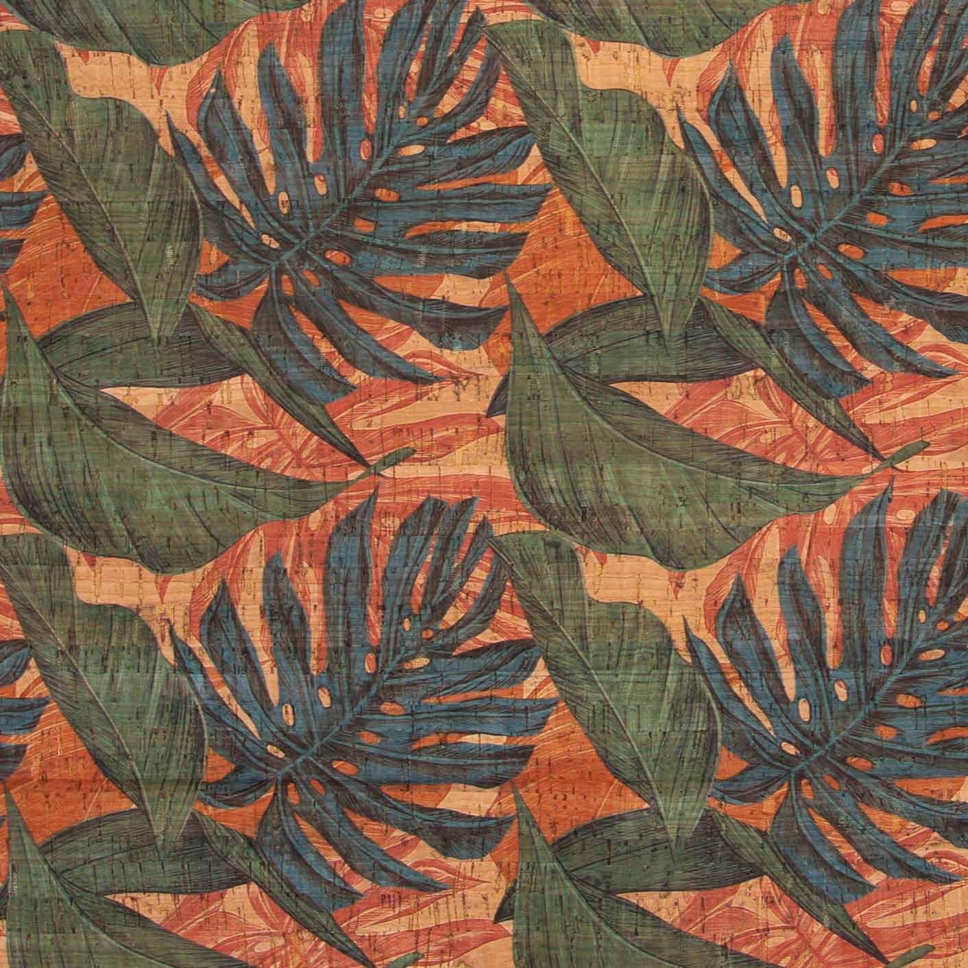 Tissu liège - Tropical leaves cork - Feuilles tropicales - Katia