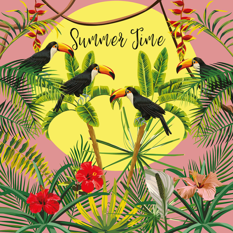 Panneau en simili cuir imprimé summer time toucan