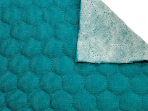 Coupon polyester imperméable matelassé nid d\'abeille turquoise uni