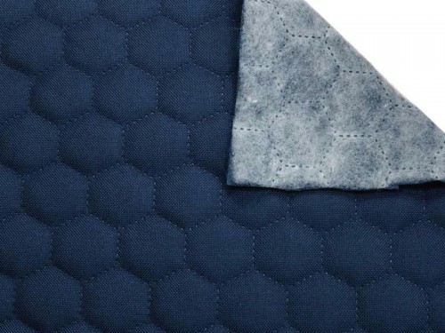 Coupon polyester imperméable matelassé nid d\'abeille bleu marine uni