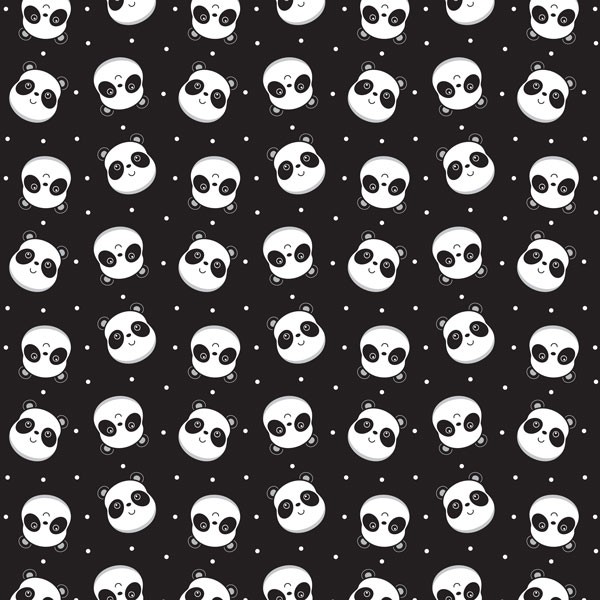 Coupon en polyester imperméable panda blanc sur fond noir 50x50cm