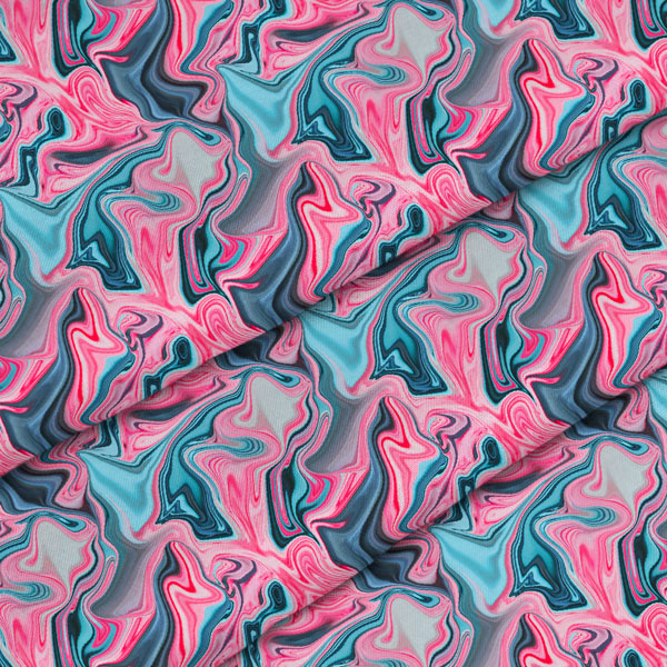 Coupon en polyester imperméable motif abstrait rose et bleu 50x50cm