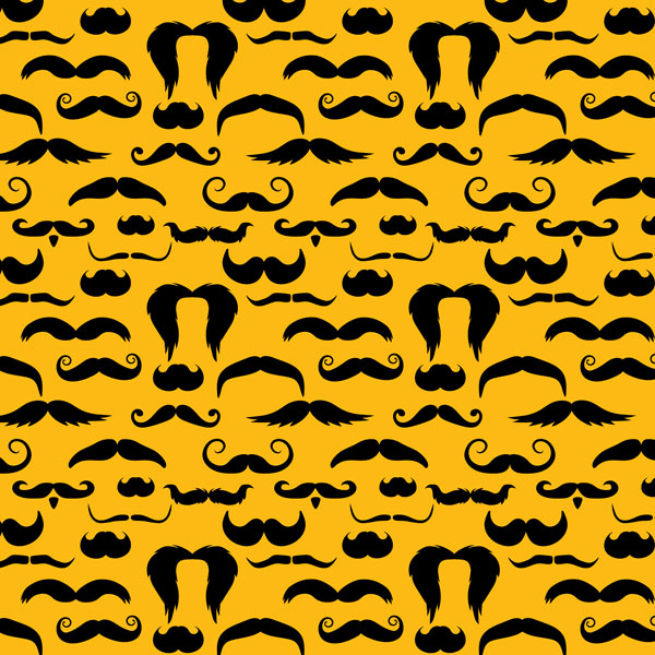 Coupon en polyester imperméable moustaches sur fond jaune 50x50cm