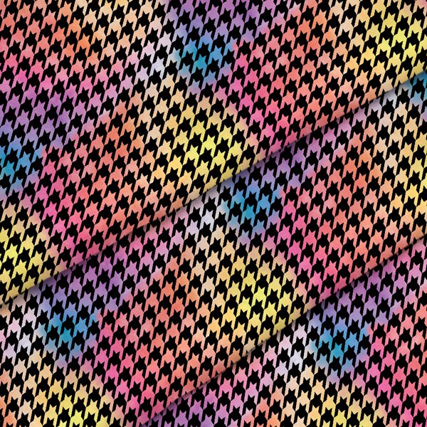 Coupon en polyester imperméable pied de poule sur fond dégradé multicolore 50x50cm