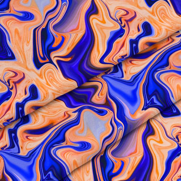 Coupon en polyester imperméable motif abstrait bleu et orange 50x50cm