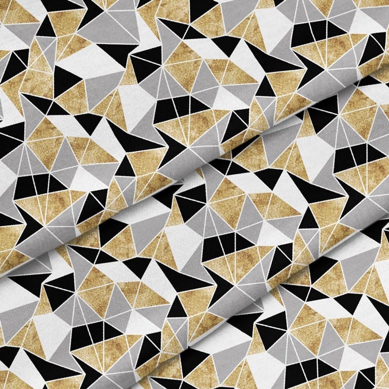 Coupon en polyester imperméable triangle géométriques doré et noir 50x50cm