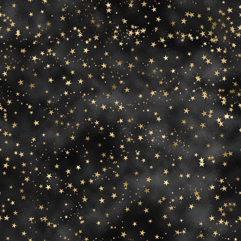 Coupon en simili cuir imprimé étoile doré sur fond noir 45x50cm