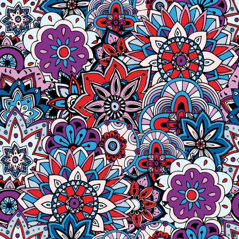 Coupon en simili cuir mandala fleurs 45x50cm