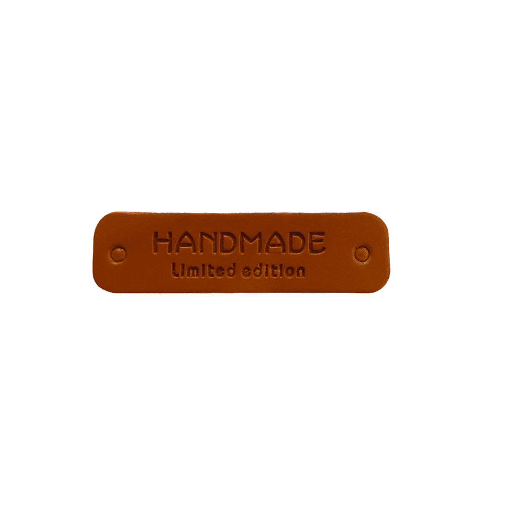 Etiquette en simili cuir à coudre HANDMADE (format 5.6*1.6 cm) marron