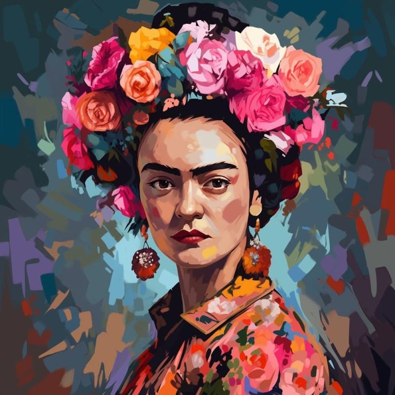 Panneau en polyester imperméable Frida en fleurs 30x30cm