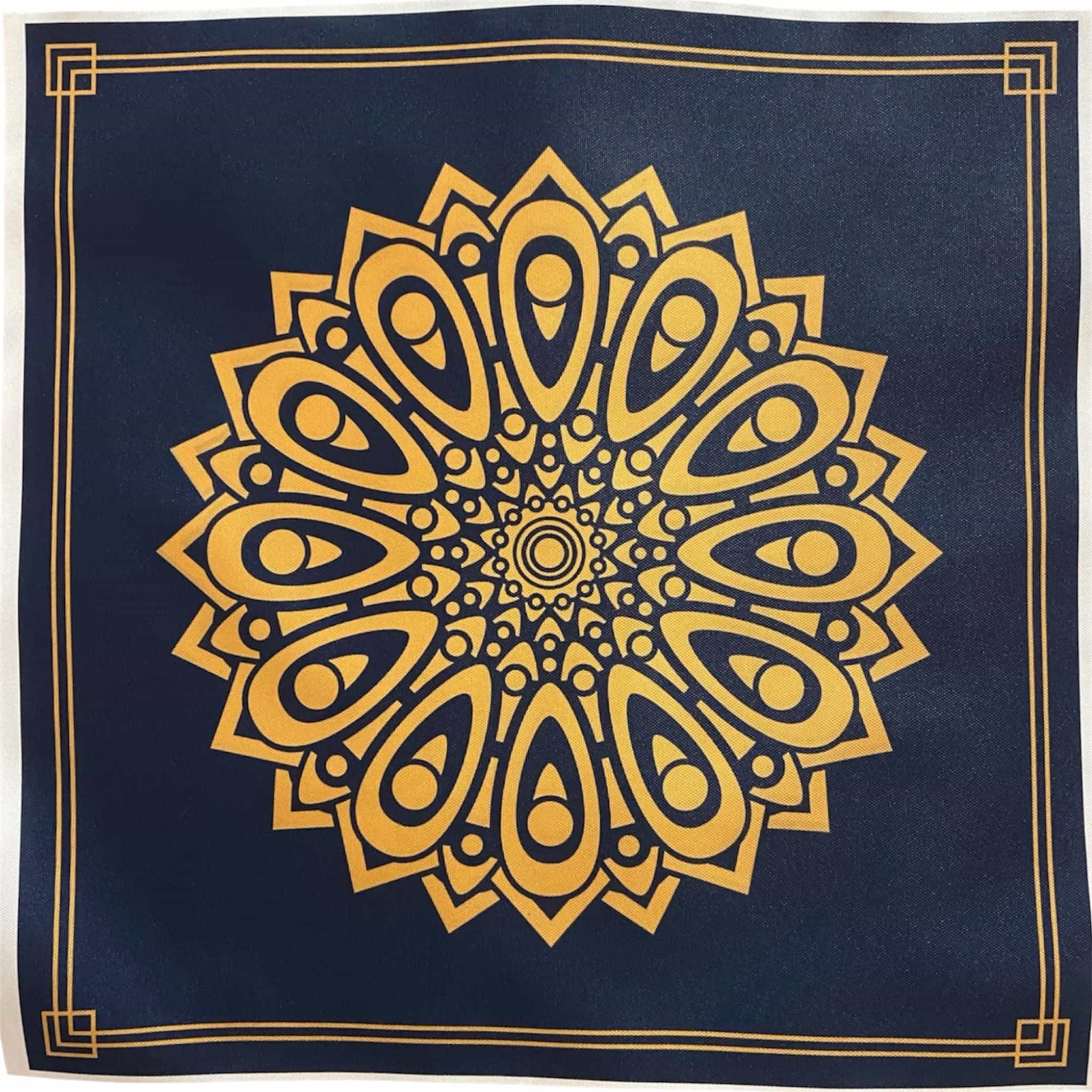 Panneau en polyester imperméable mandala sur fond bleu 2 40x40cm
