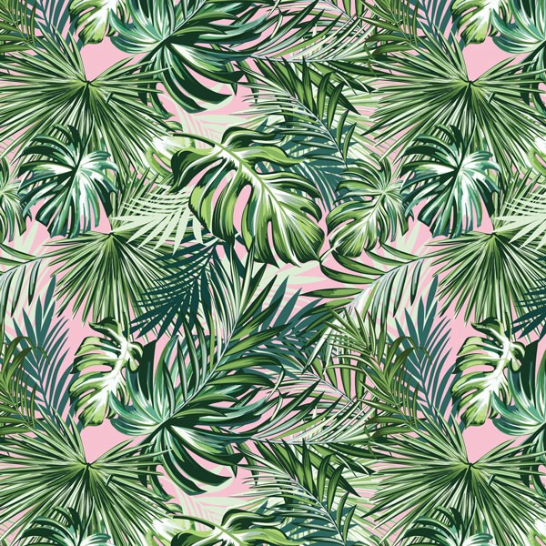 Coupon en polyester imperméable palmiers et monstera 50x50cm