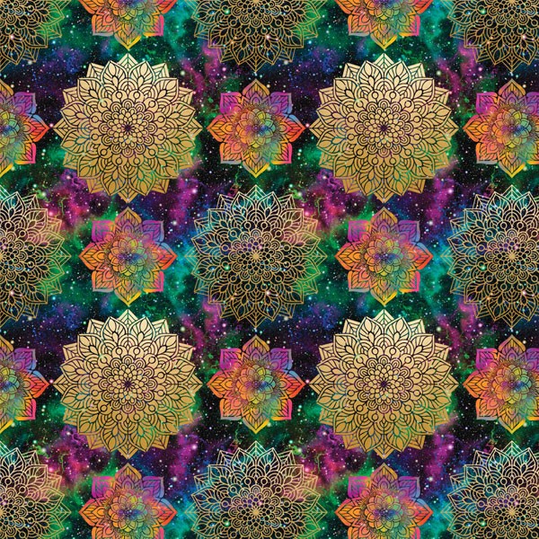 cpi 5050 mandala or et fond vert galaxie