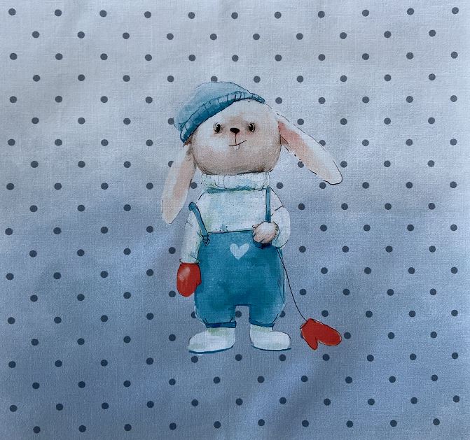 Panneau en coton lapin avec gants 20x20cm