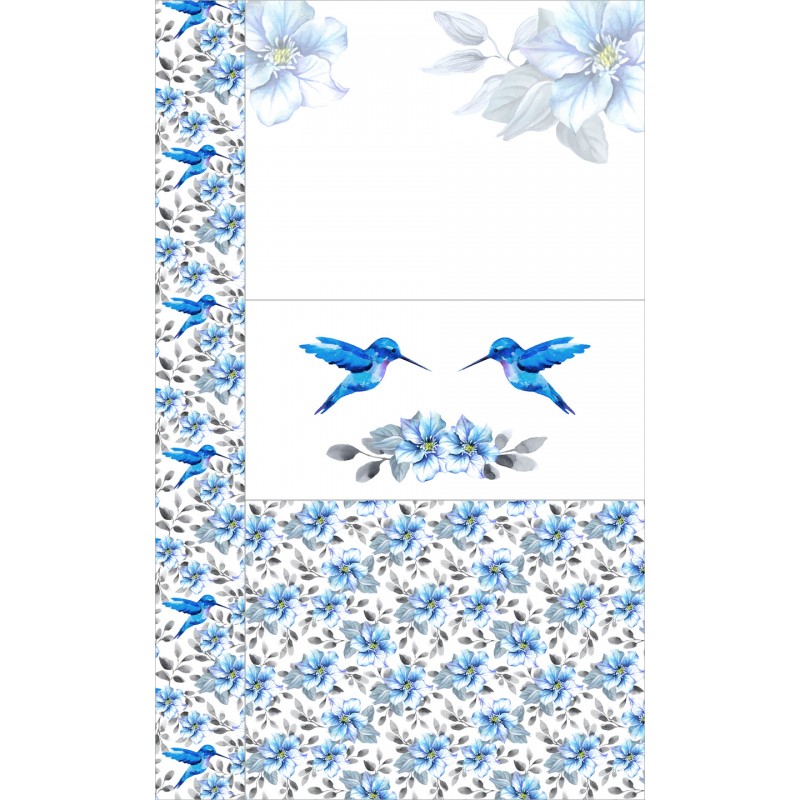 psc50100 oiseau bleu et fleurs fond blanc