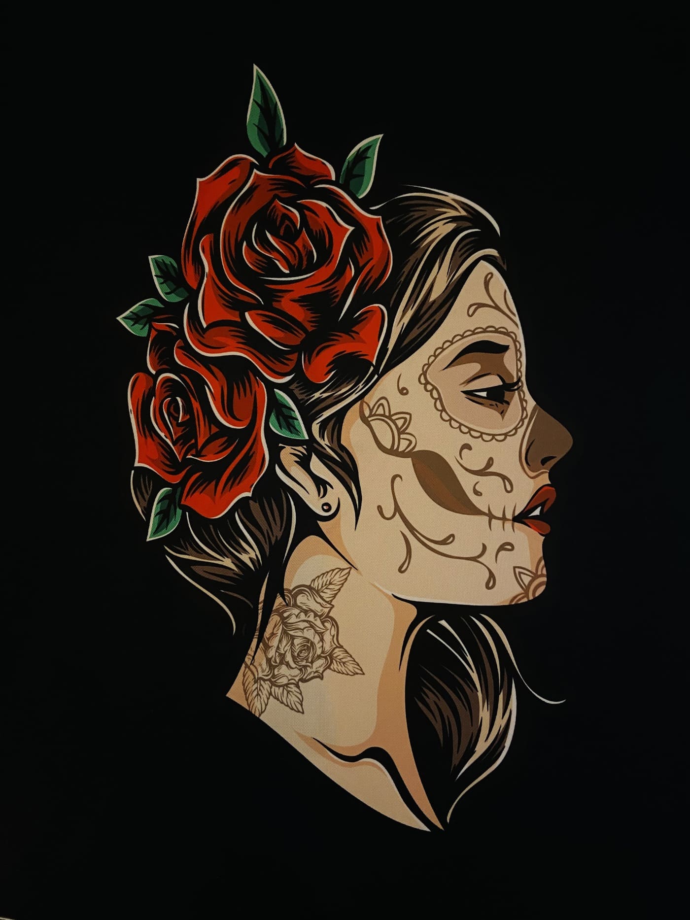 Panneau en polyester imperméable femme tatouée 50x50cm