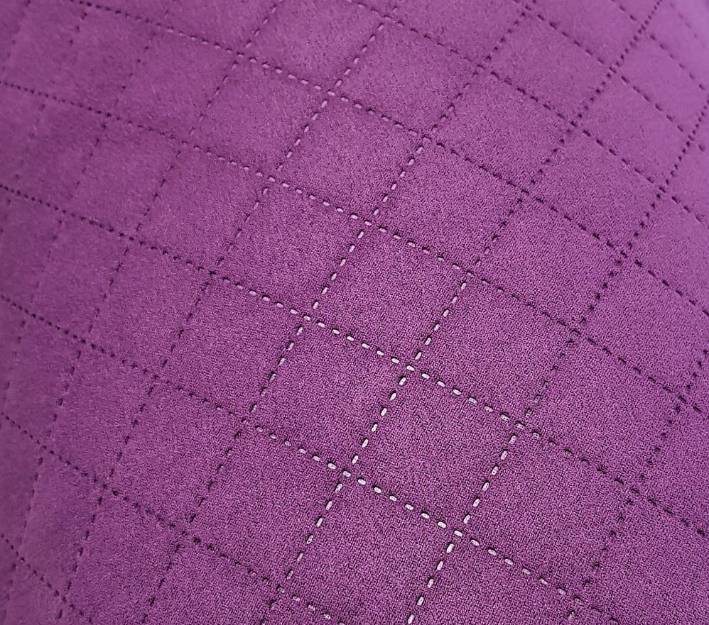 Coupon en velours matelassé quadrillé violet 45x50cm