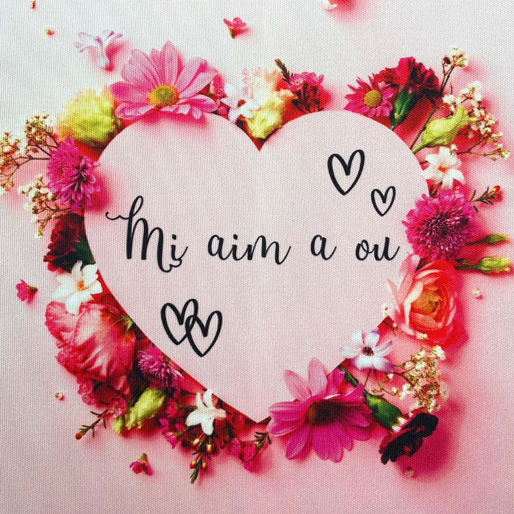 Panneau en polyester imperméable cœur rose : Mi aim a ou (je t\'aime)
