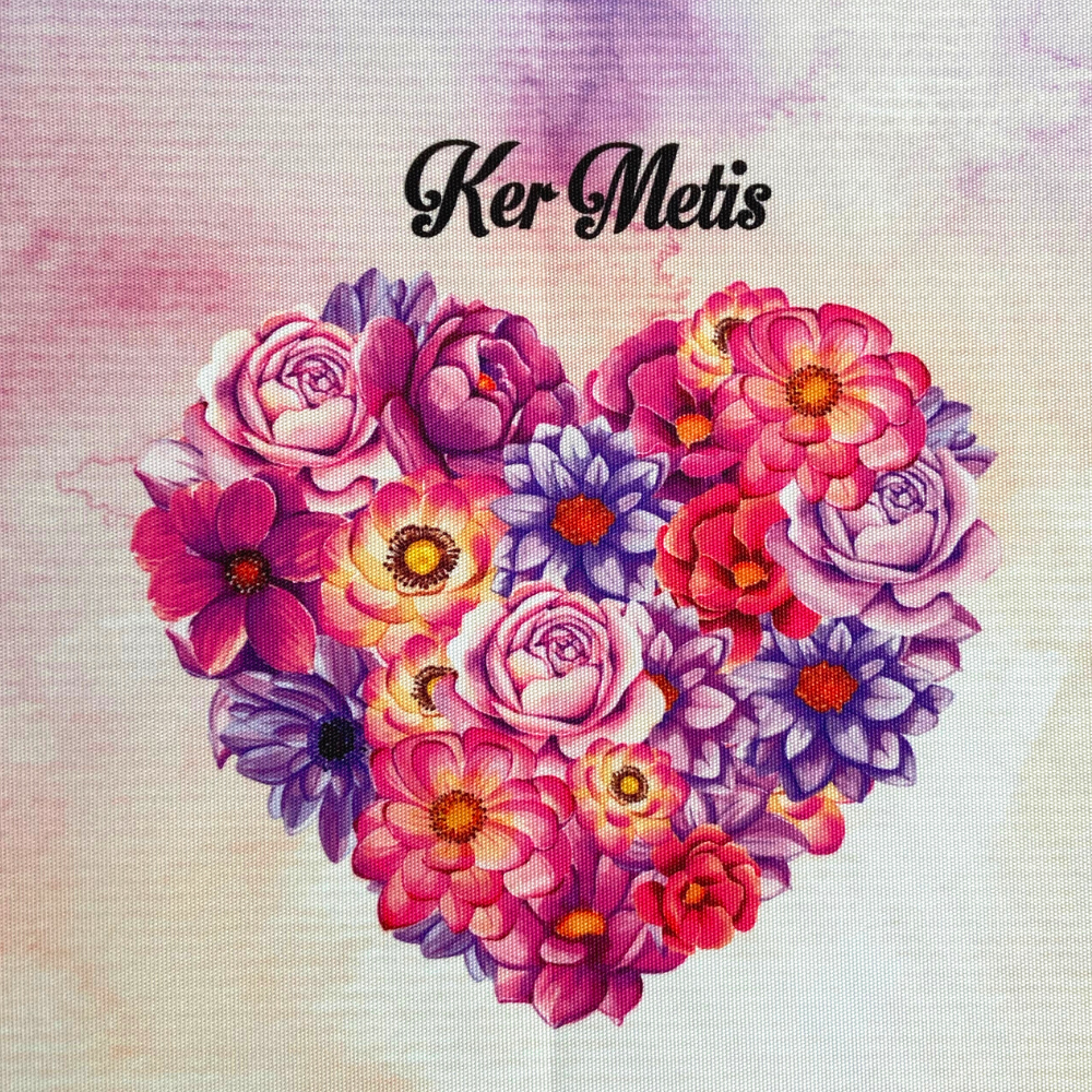 Panneau en polyester imperméable cœur rose sur fond rose : Ker Metis 30x30cm (cœur métisse)