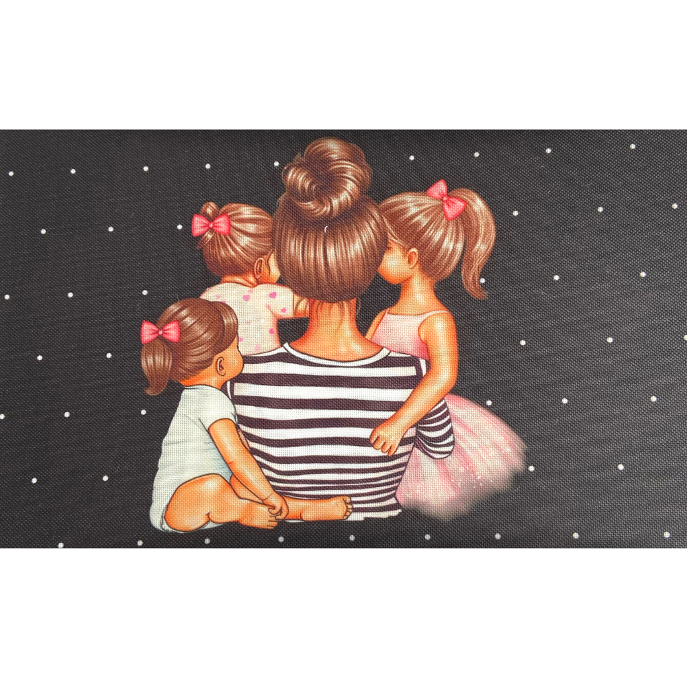 Panneau en polyester imperméable mère et 3 filles fond noir et blanc 30x20cm