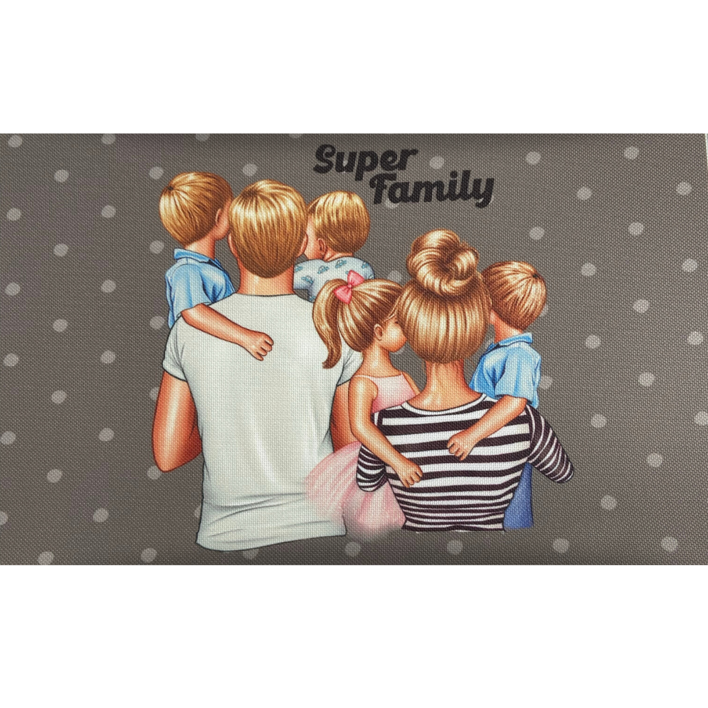 Panneau en polyester imperméable super family 3 fils et 1 fille 30x20cm