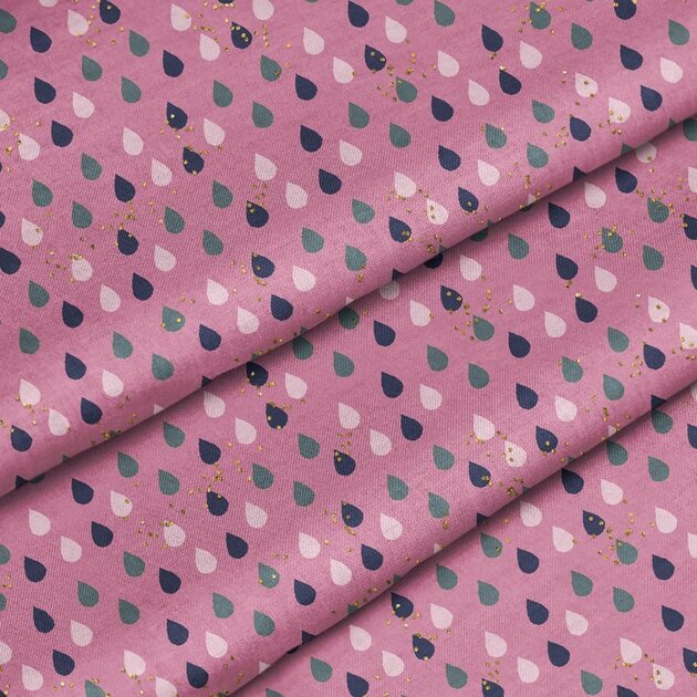 coupon simili cuir gouttes sur fond rose