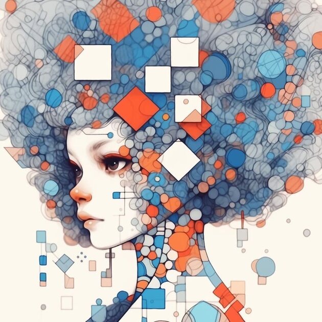 fashion lady fond bleu et orange