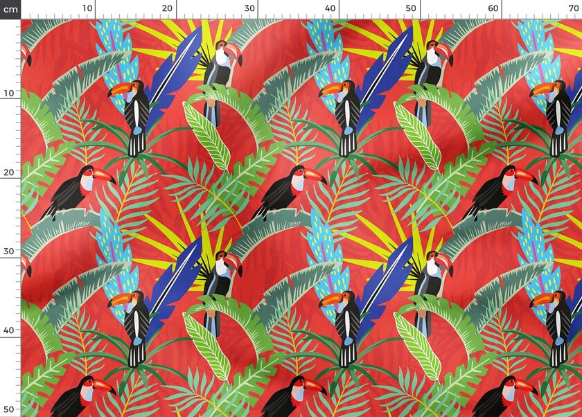 csce4550 toucan feuilles tropicales fond rouge