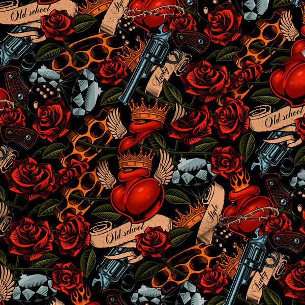 cpi 5050 rose et coeur rouge rock