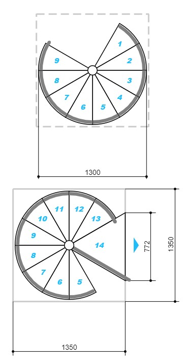 Plan-escalier-colimacon-diamètre-130