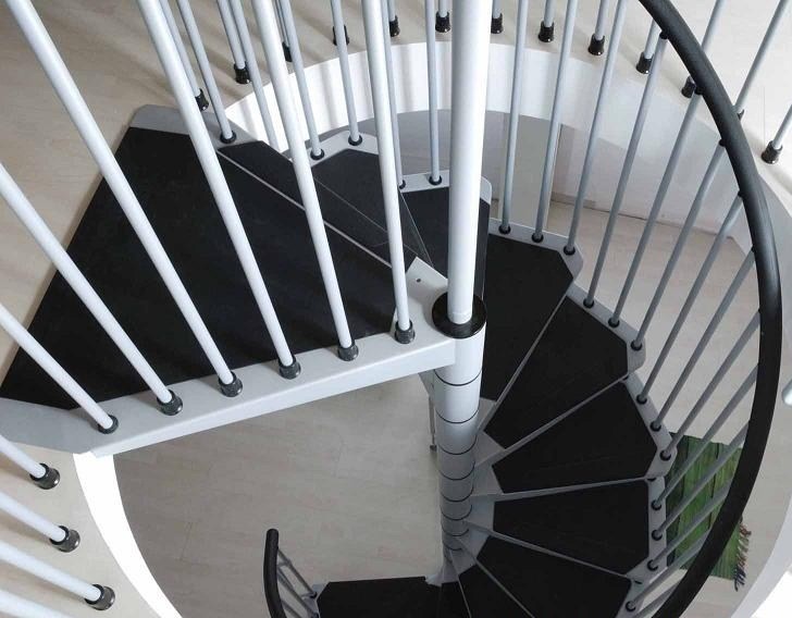Escalier hélicoïdal en acier gris et noir arkè civik à 140 cm Gris Escalier désign