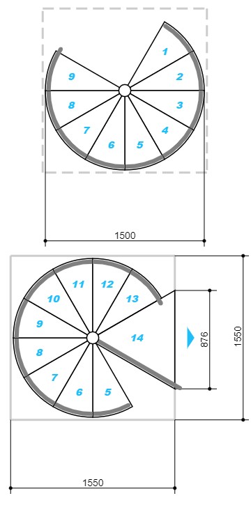 Plan-escalier-colimacon-diamètre-150