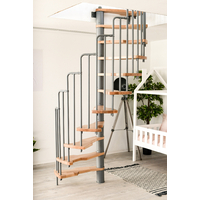Escalier semi-colimaçon en acier et bois Minka Metallica 130x78cm