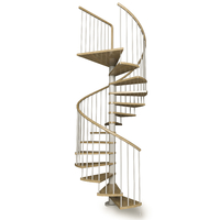 Escalier en colimaçon avec main courante bois C20 Wood Ø 120 cm