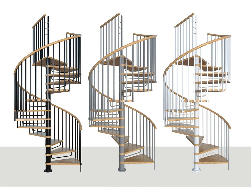 Escalier en colimaçon en acier et hêtre Treppen Valencia Ø 160 cm