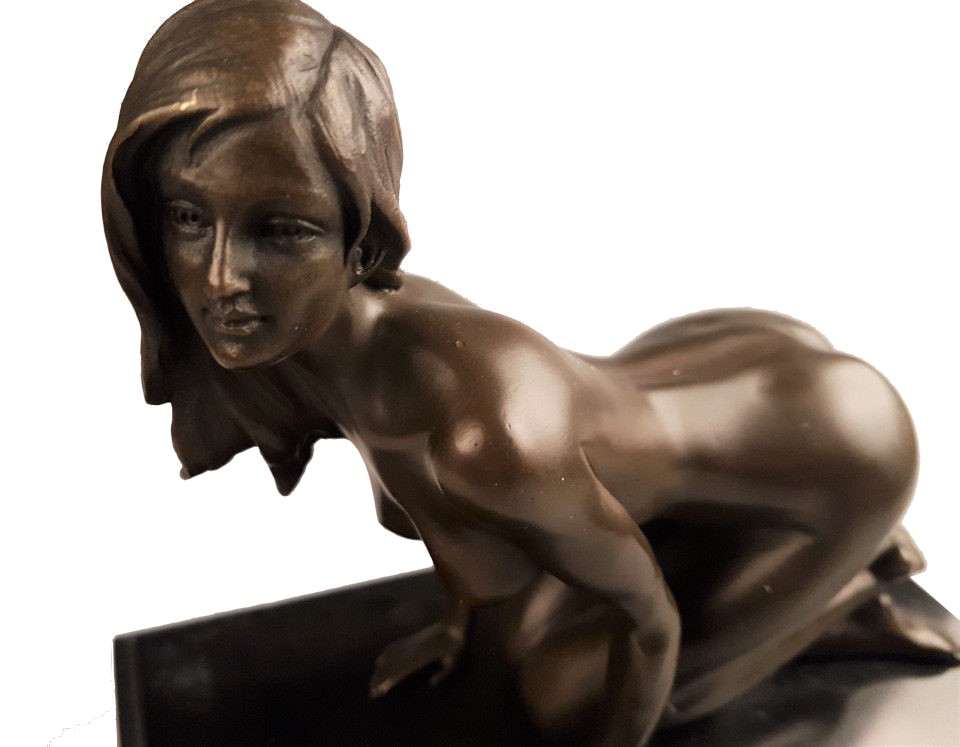Statue femme érotisme nu art de bronze sculpture figurine