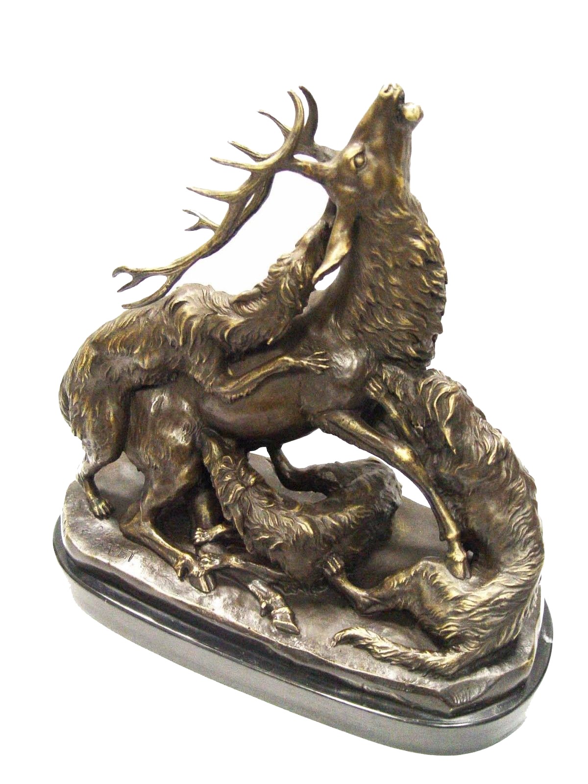 Statue-bronze-chasse-cerf-a