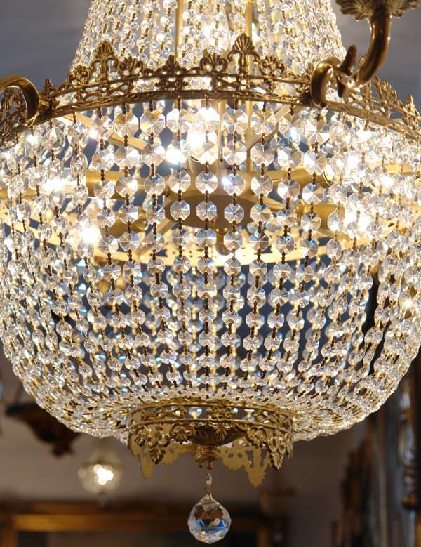 Lustre Plafonnier Style Napoléon III – Gris – Reproduction – Éclairage E27