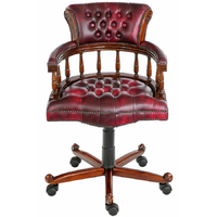 Fauteuil de bureau Chesterfield bordeaux en acajou Oxford