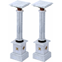 Paire de colonnes style Empire en marbre blanc Chamilly