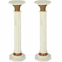 Paire de colonnes style Napoléon III en marbre blanc Colombier