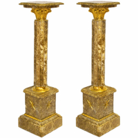 Paire de colonnes en marbre marron style Empire Chamilly