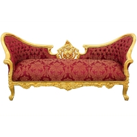 Canapé style Napoléon III Second Empire en bois doré et rouge Compiègne