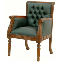 Fauteuil de bureau en acajou Chesterfield vert Sheffield