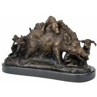 Statue en bronze chasse au sanglier 40 cm
