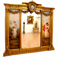 Miroir style néoclassique avec tableaux en bois doré 152x148cm Arches