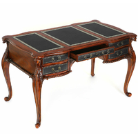 Bureau style rococo en acajou sous-main noir Lastours