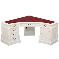 Bureau d'angle style anglais victorien en acajou blanc Walden